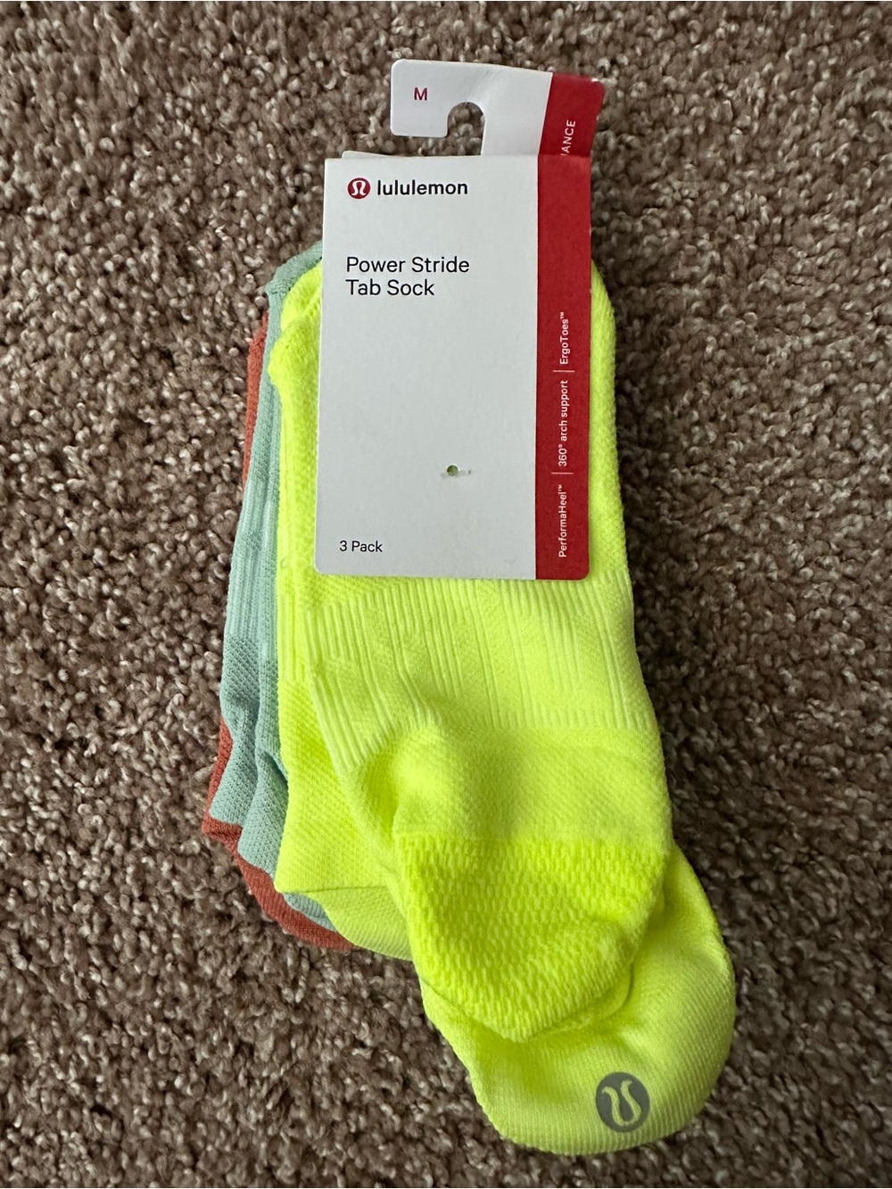 lululemon athletica Power Stride Tab Sock 3-Pack - Neon Yellow & Multi